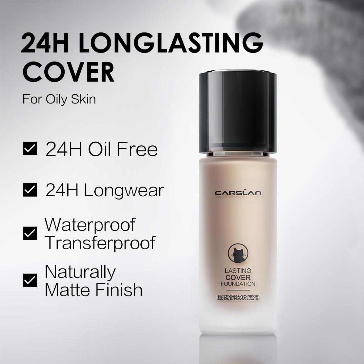 CARSLAN Lasting Cover Foundation | 24H Matte Full Coverage, Oil-Free, Waterproof (P02)