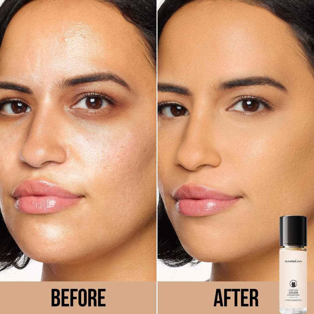 CARSLAN Lasting Cover Foundation | 24H Matte Full Coverage, Oil-Free, Waterproof N01