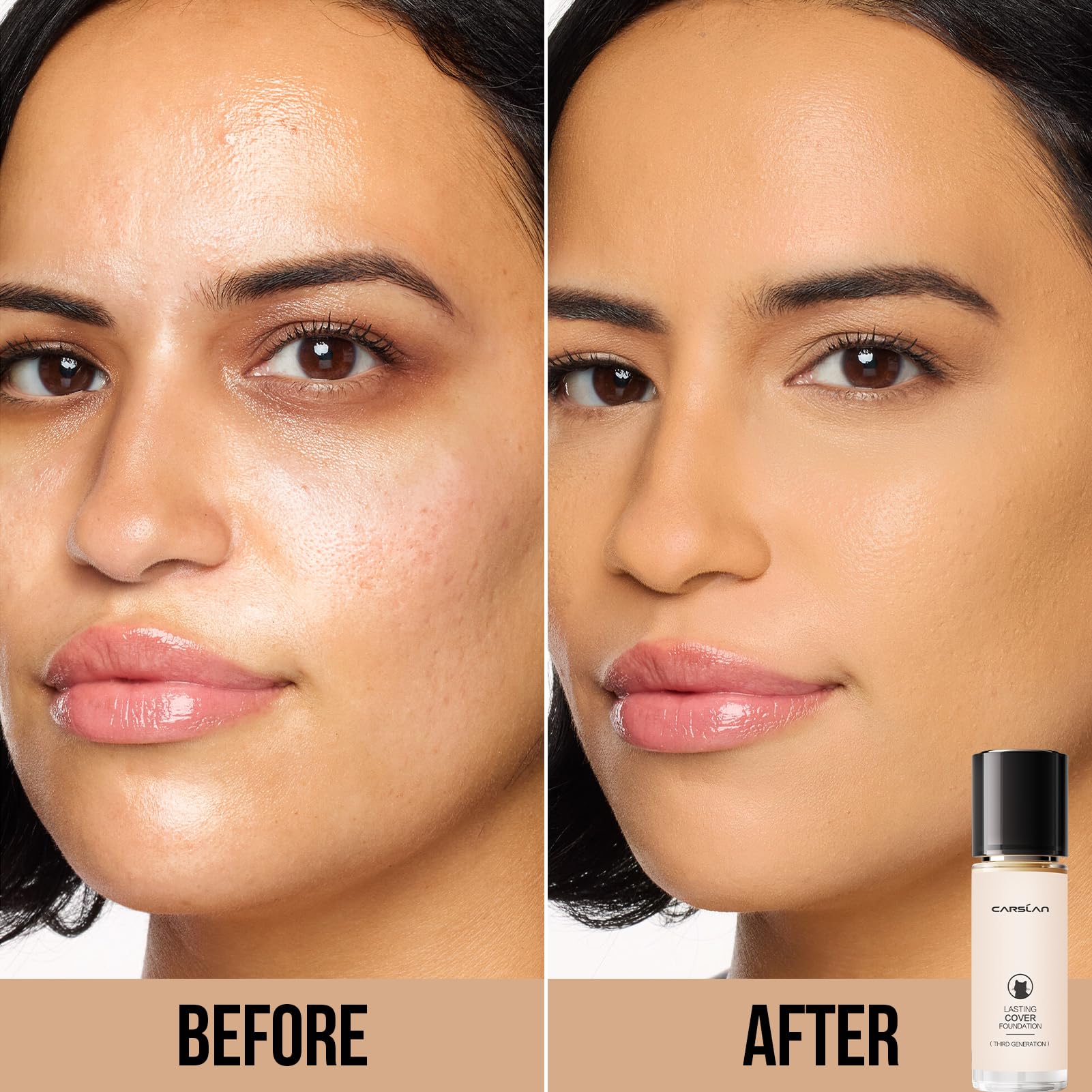 CARSLAN Lasting Cover Foundation | 24H Matte Full Coverage, Oil-Free, Waterproof N01