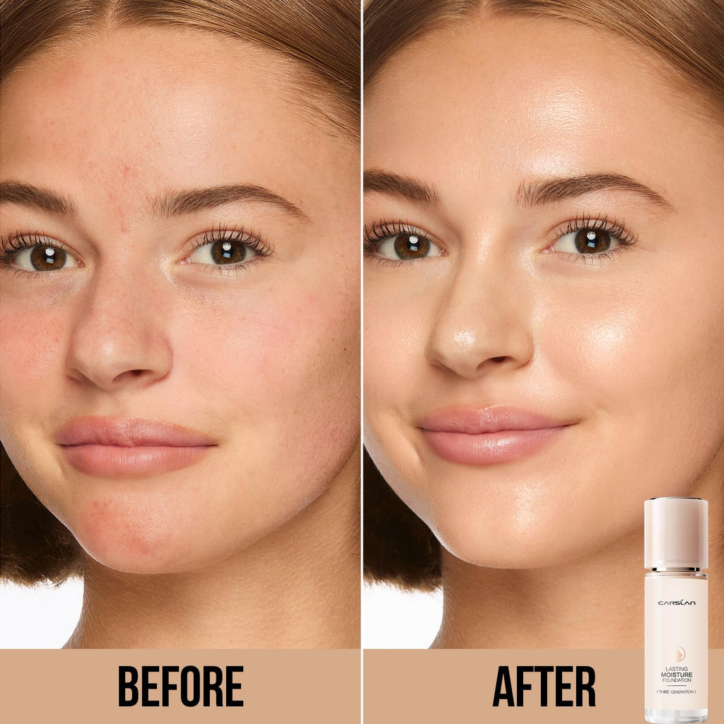 CARSLAN Lasting Moisture Foundation | 24H Dewy Medium Coverage for Dry Skin M02