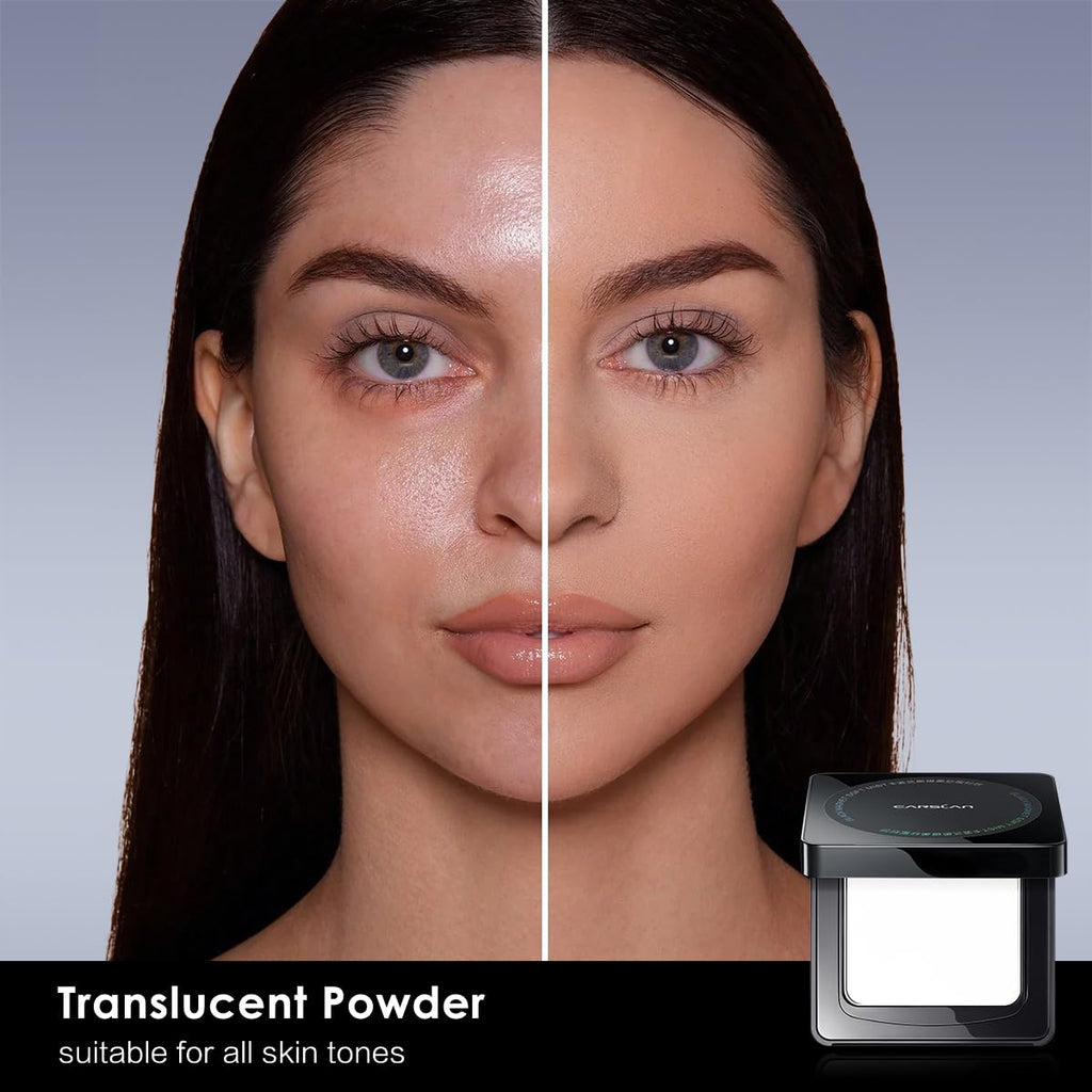 CARSLAN Waterproof Face Pressed Powder Compact | 24H Oil Control Translucent 01 (0.28oz)
