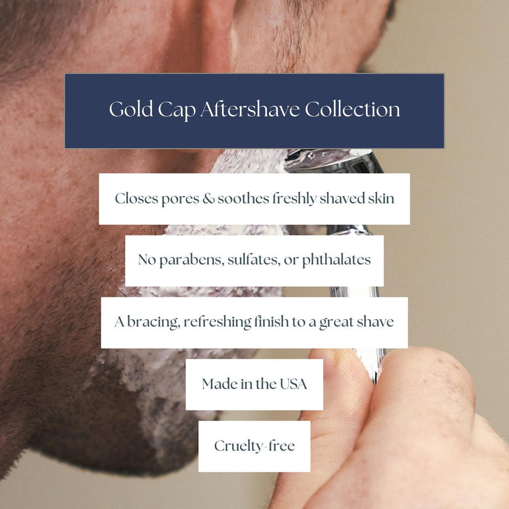 Caswell-Massey Greenbriar Gold Cap After Shave – Soothing Post-Shave Toner with Petitgrain, Mandarin & Sage (3 fl oz)
