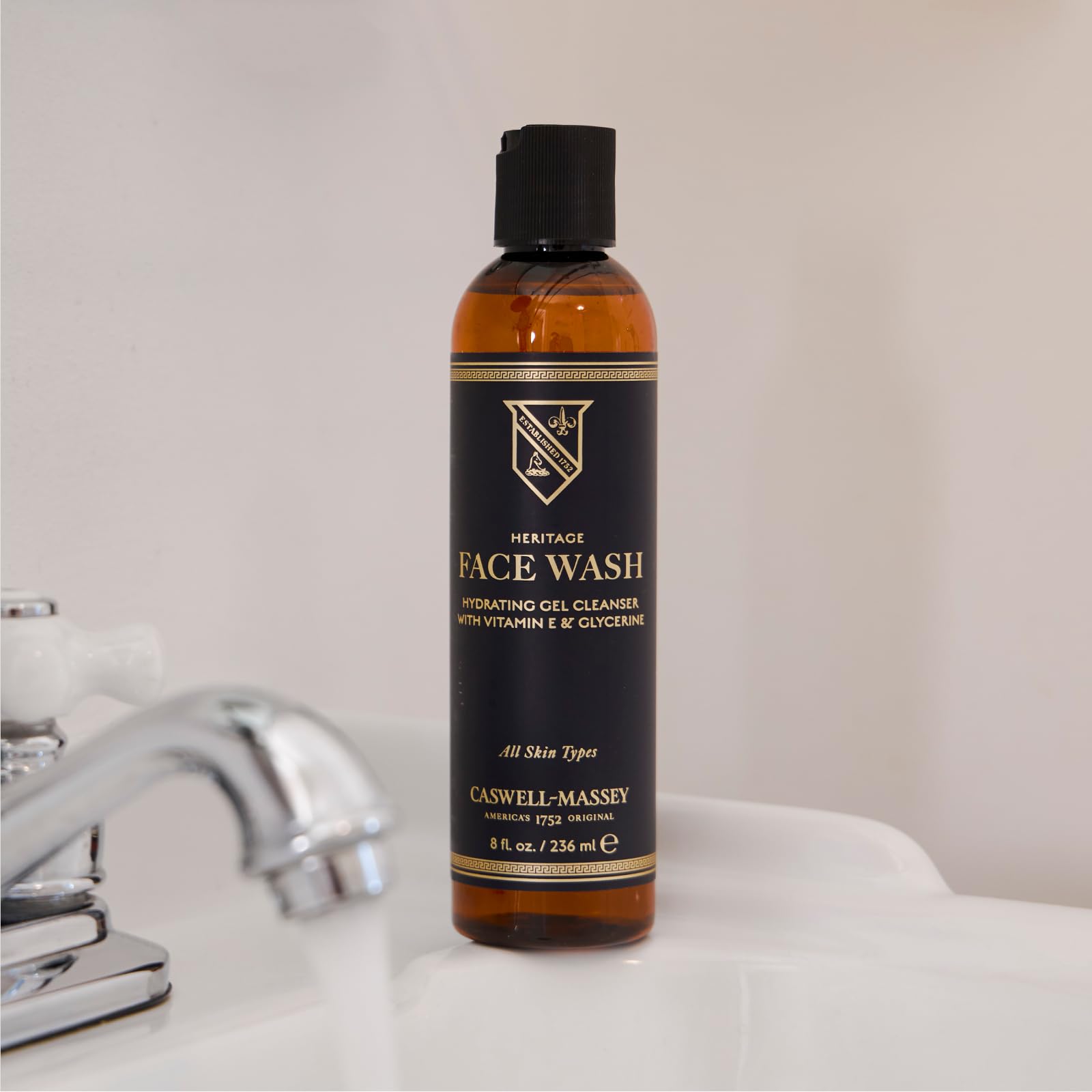Caswell-Massey Heritage Face Wash Gel for Men — Vitamin E & Orange Oil Cleanser, 8 oz, Made in USA