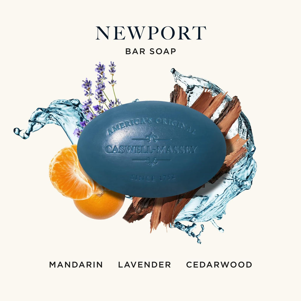 Caswell-Massey Newport Men’s Bar Soap – Sophisticated Marine Scent, Triple-Milled, Plant-Based & Cruelty-Free (5.8 oz)