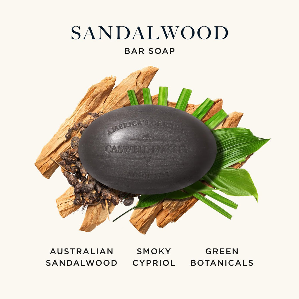 Caswell-Massey Sandalwood Natural Bar Soap – Moisturizing Soap for All Skin Types | Made in USA 5.8 oz