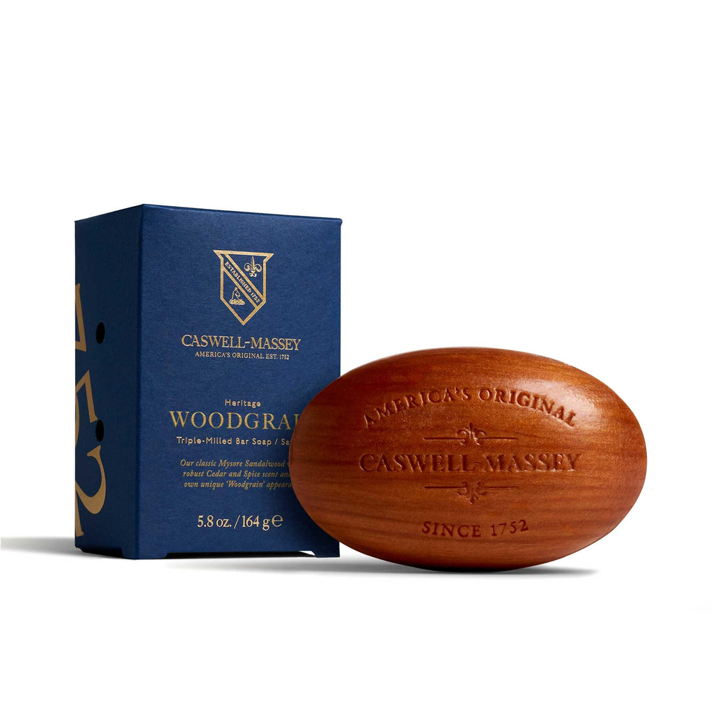 Caswell-Massey Woodgrain Sandalwood Natural Bar Soap – Moisturizing, Triple-Milled, USA Made 5.8 oz