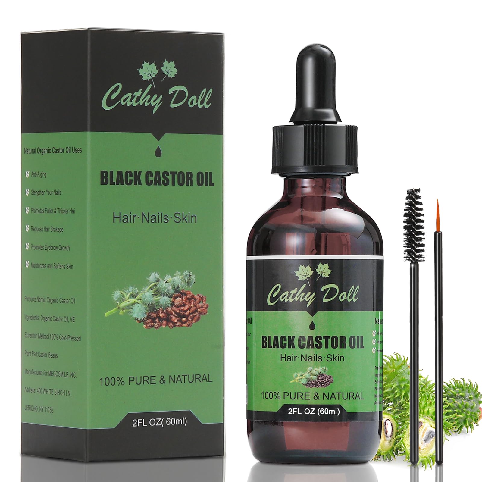 Cathy Doll Jamaican Black Castor Oil – 100% Pure Cold-Pressed Oil for Hair, Lashes & Brows | 2 oz
