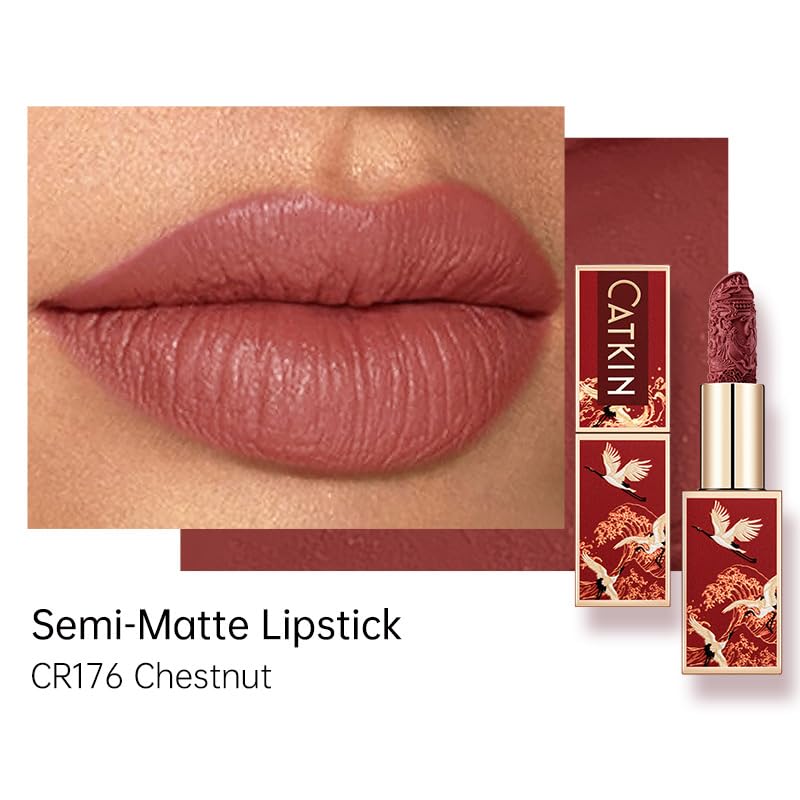 Catkin Semi-Matte Lipstick – Hydrating Color with Vitamin E & Avocado Oil
