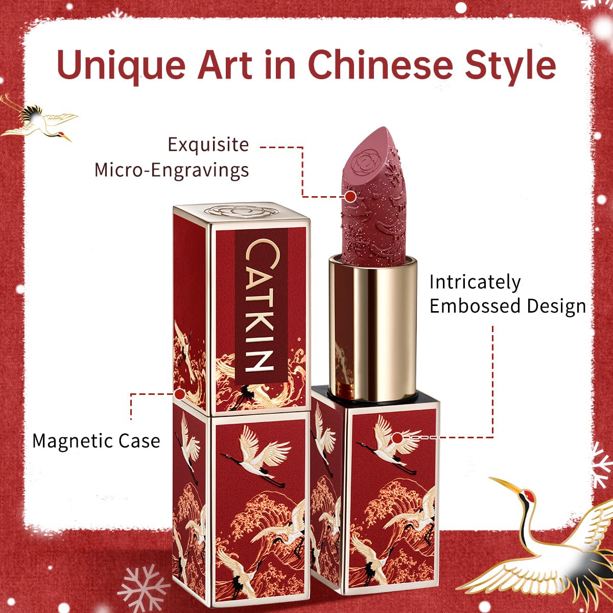 Catkin Semi-Matte Lipstick – Hydrating Color with Vitamin E & Avocado Oil