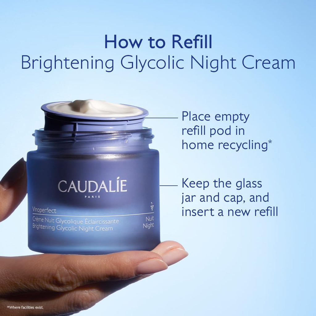 Caudalie Vinoperfect Dark Spot Brightening Glycolic Night Cream – Refillable Jar 50 mL
