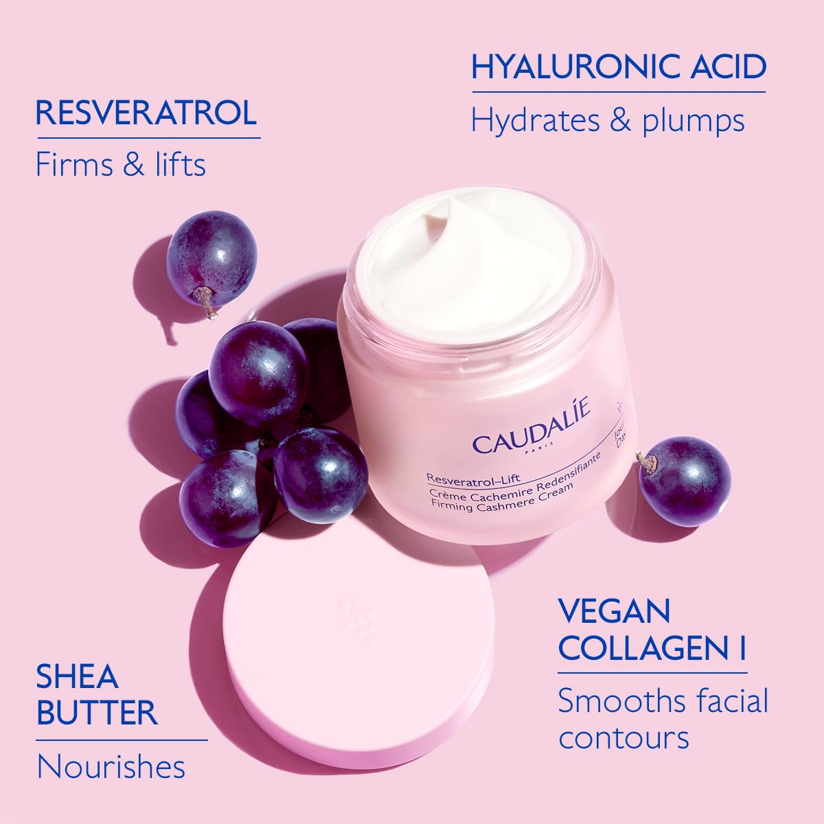 Caudalie Resveratrol-Lift Firming Cashmere Cream – Retinol Alternative, 50 mL (Refillable Jar)