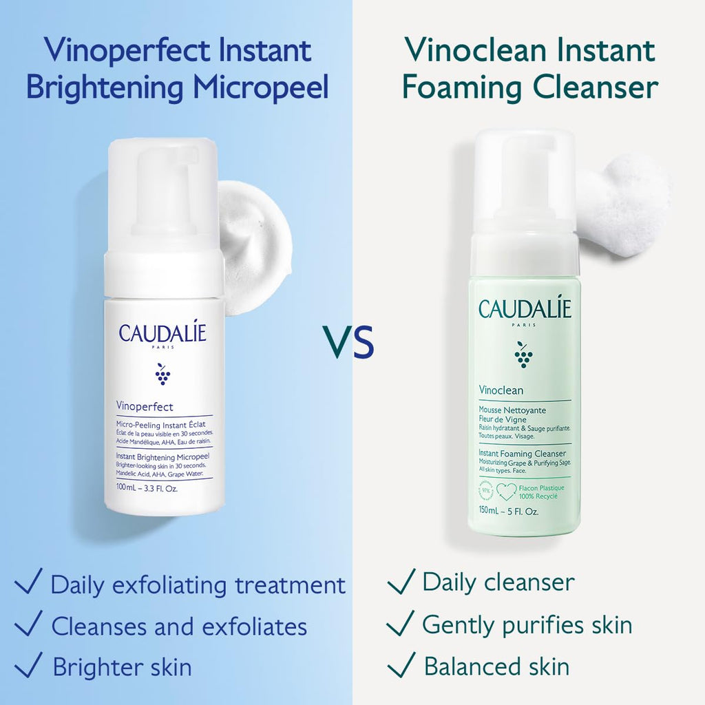 Caudalie Vinoperfect Instant Brightening Mandelic Micropeel Foam Cleanser – 100 mL
