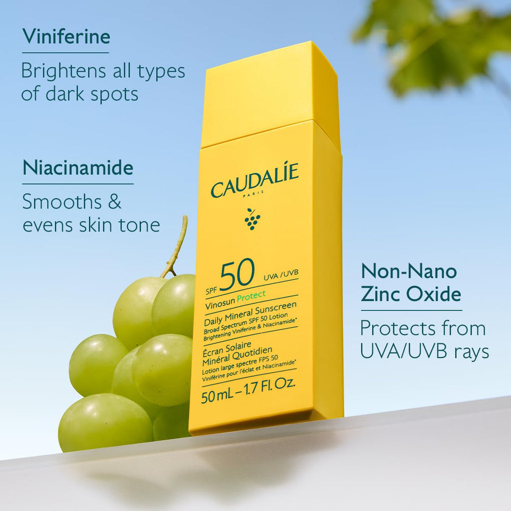 Caudalie Vinosun Protect Daily Mineral Sunscreen SPF50 — 50 mL