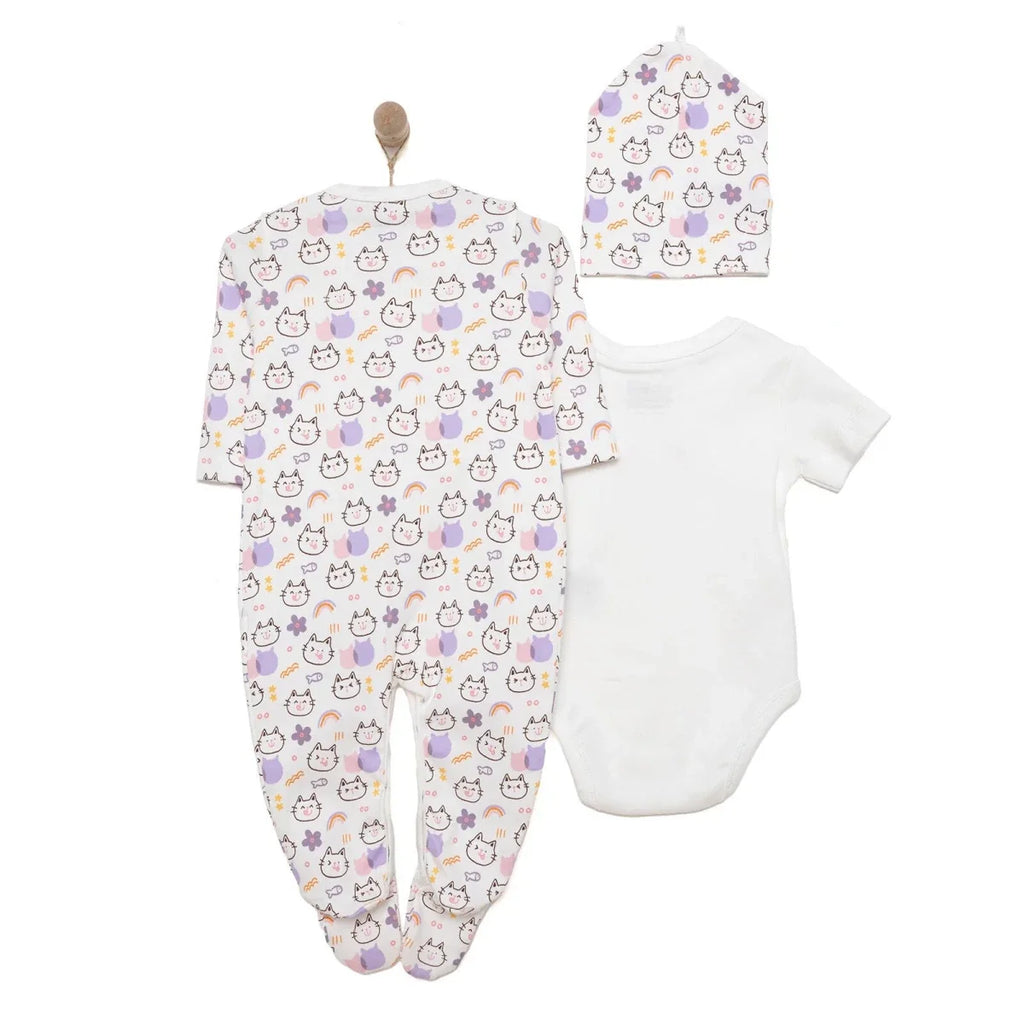 Baby Girl Sleepsuit Bodysuit & Hat Set - Ecru
