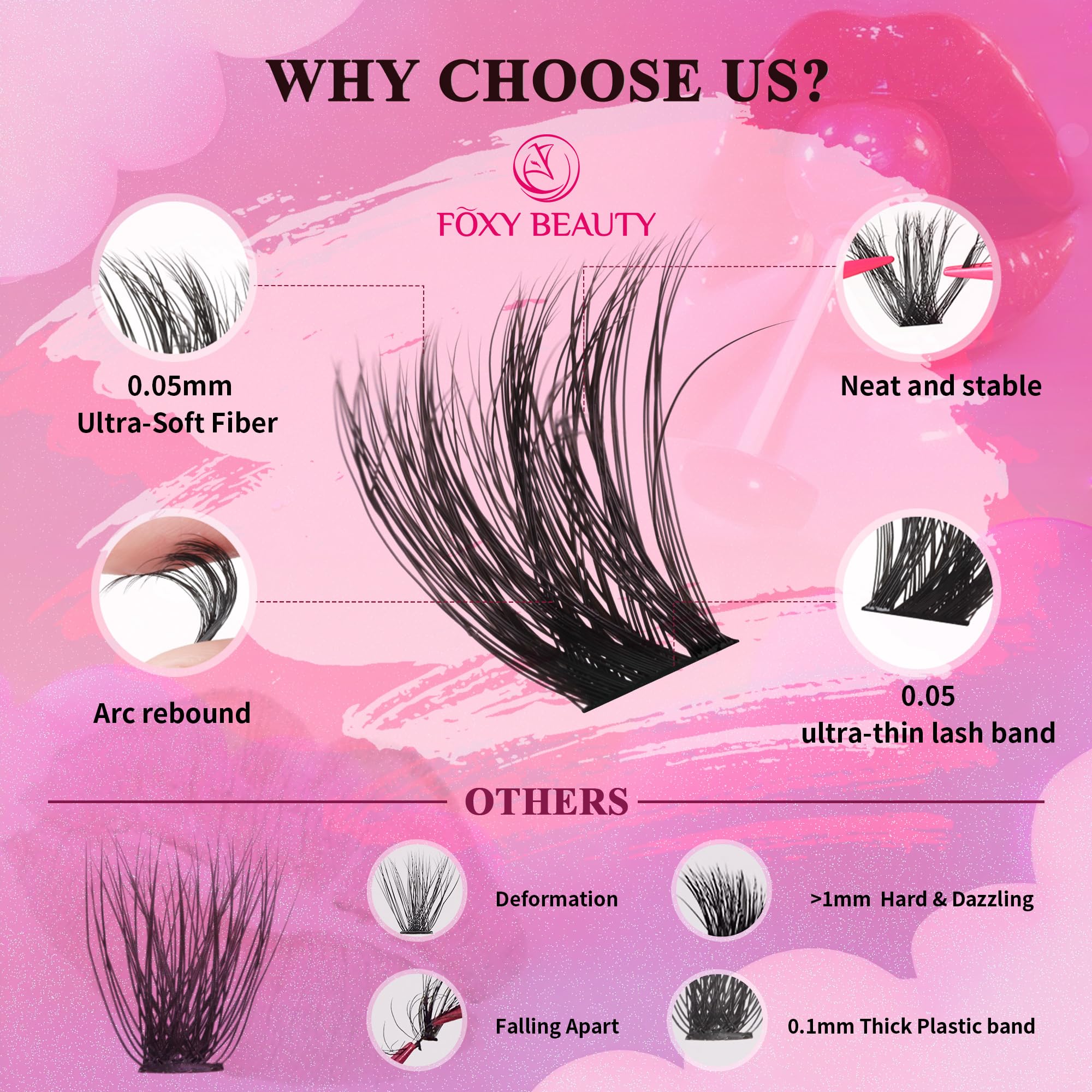 CCODDY Bombshell Plus 570Pcs Fluffy Lash Clusters – 200D Volume, D-Curl, DIY Home Lash Extensions (10–18mm)