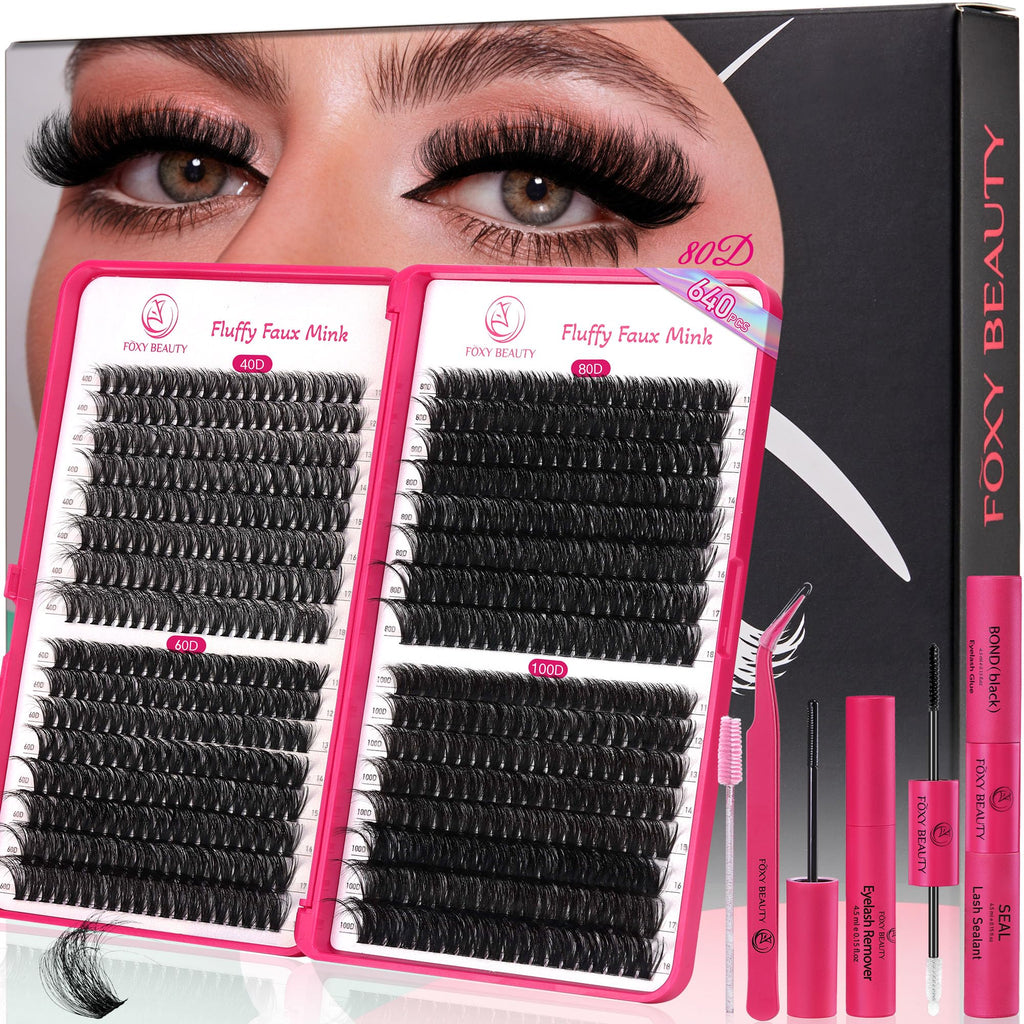 CCODDY Fluffy Lash Clusters Kit — 640 Pcs, 11-18mm, D Curl Lash Extensions