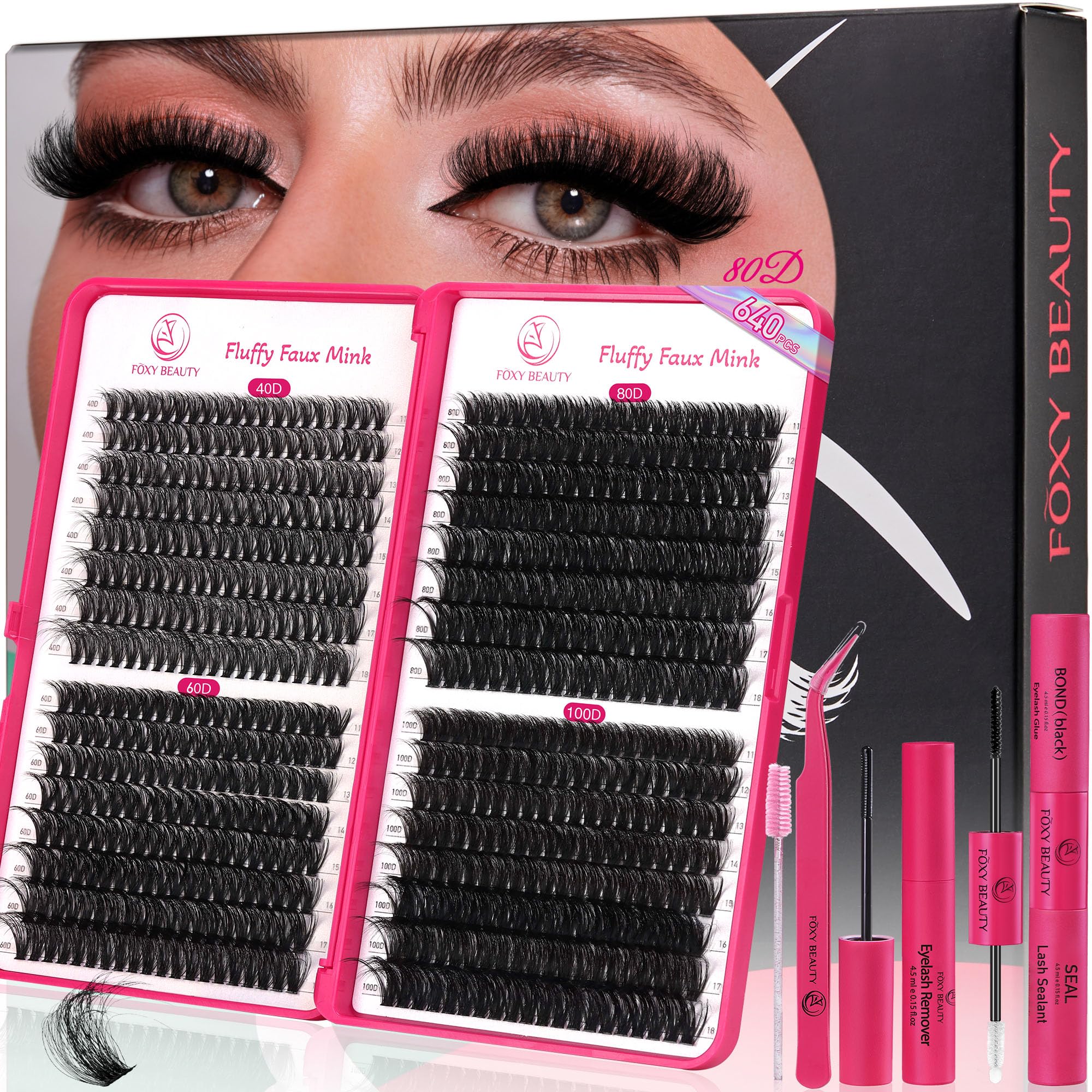 CCODDY Fluffy Lash Clusters Kit — 640 Pcs, 11-18mm, D Curl Lash Extensions