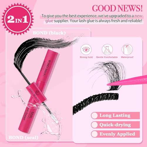 CCODDY Lash Clusters Kit — 600 Pcs Wispy Lashes 10D-60D, D Curl, Bond & Seal for DIY Home Lashes