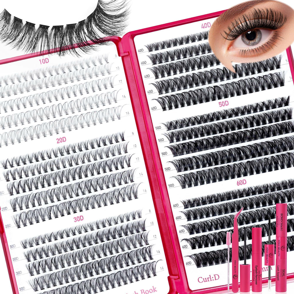 CCODDY Lash Clusters Kit — 600 Pcs Wispy Lashes 10D-60D, D Curl, Bond & Seal for DIY Home Lashes