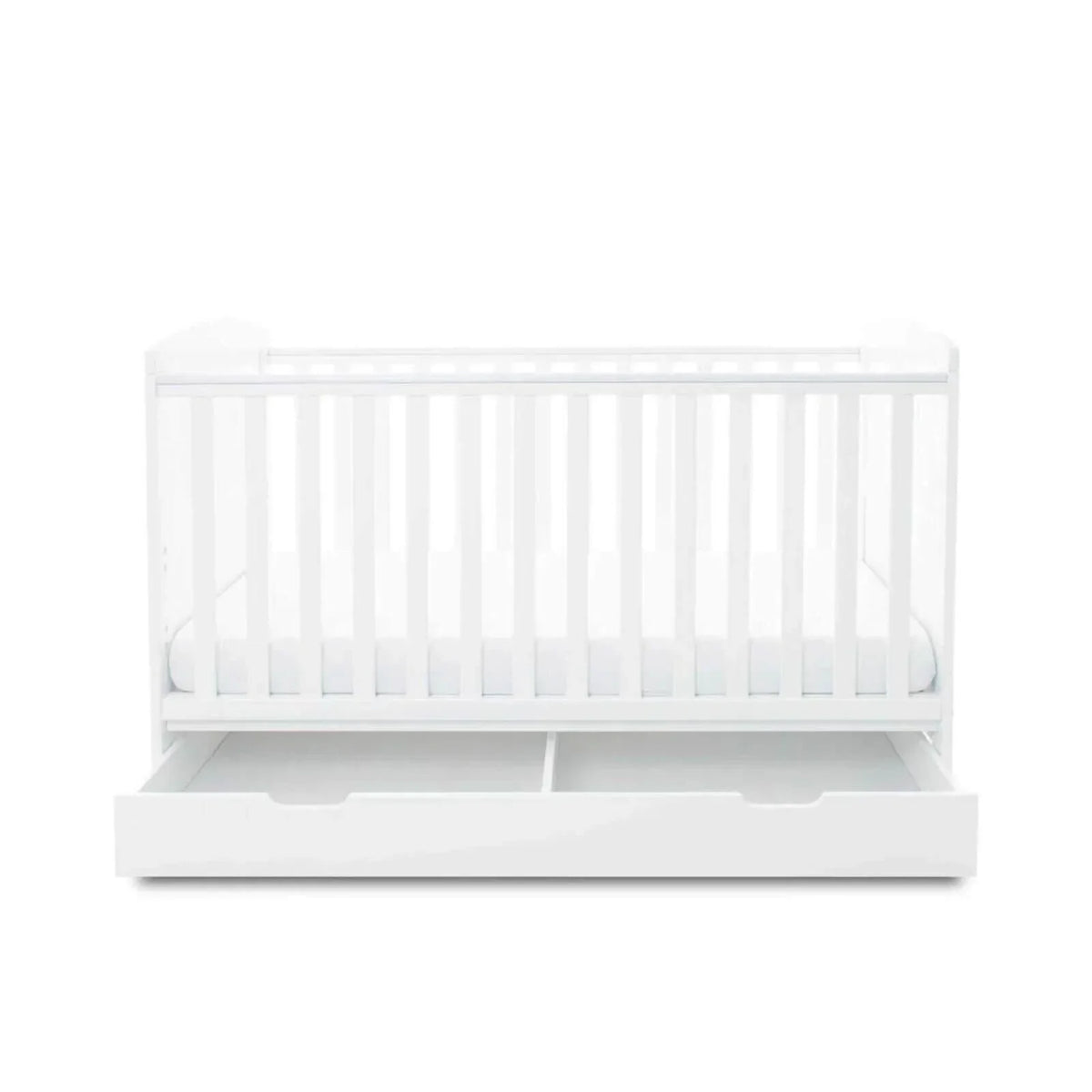 Ickle Bubba Coleby Classic Cot Bed & Under Drawer White - Fibre Mattress