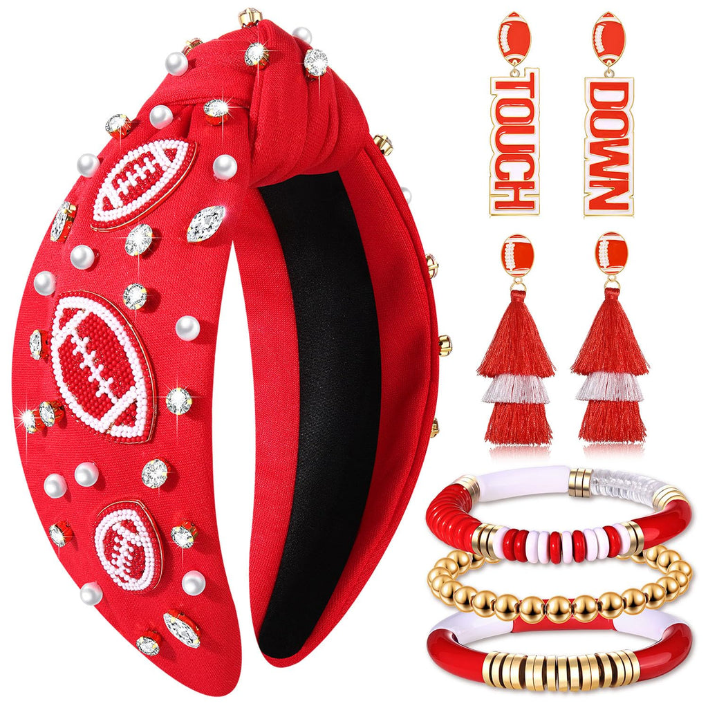 CEALXHENY Football Headbands, Earrings & Bracelets – Red Spirit Accessories