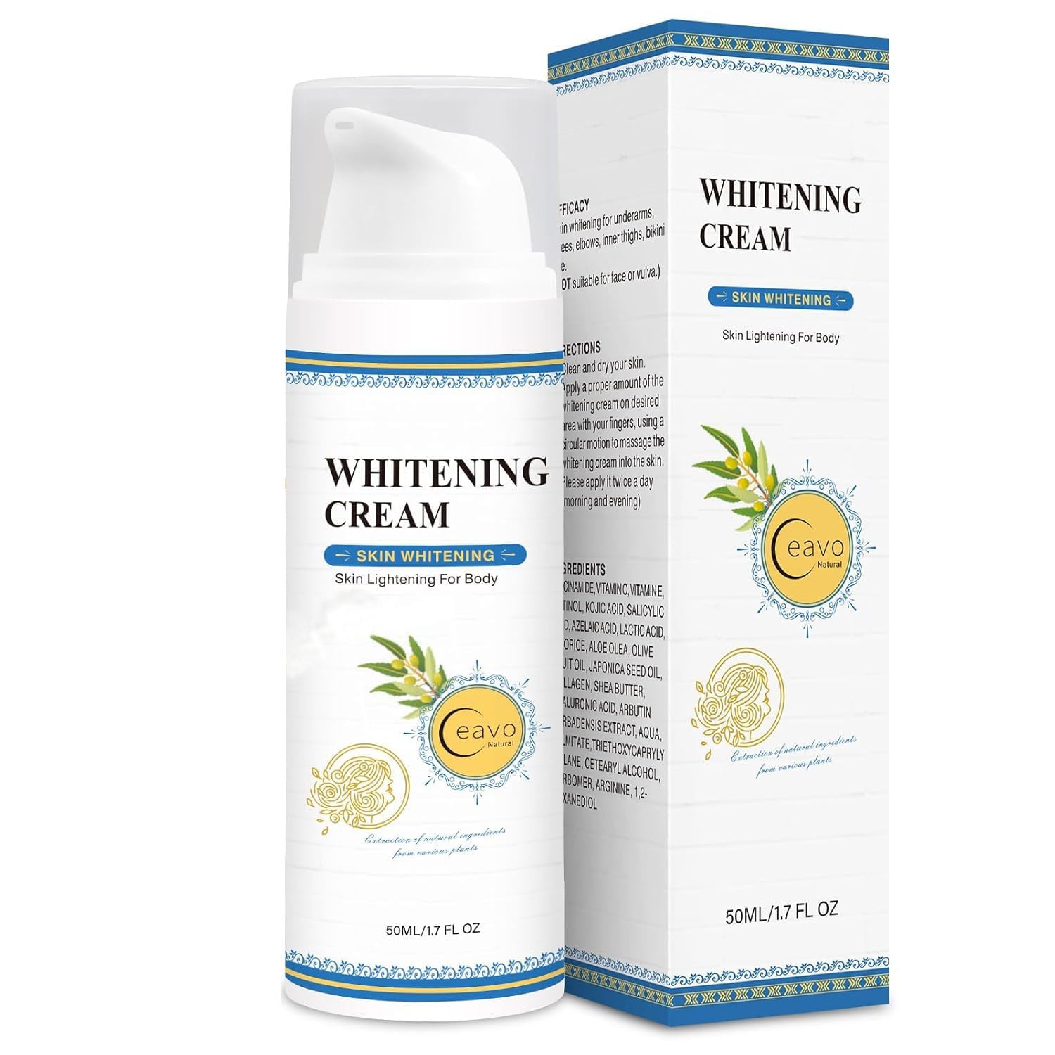 Ceavo Skin Whitening Cream for Intimate Areas – Body, Underarms & Bikini Line (1.7 FL OZ)