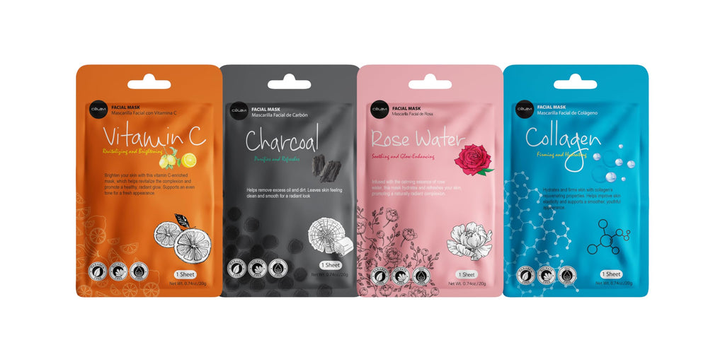Celavi Face Mask Set – 48 K-Beauty Sheet Masks, 4 Packs of 12 Flavors, Made in Korea