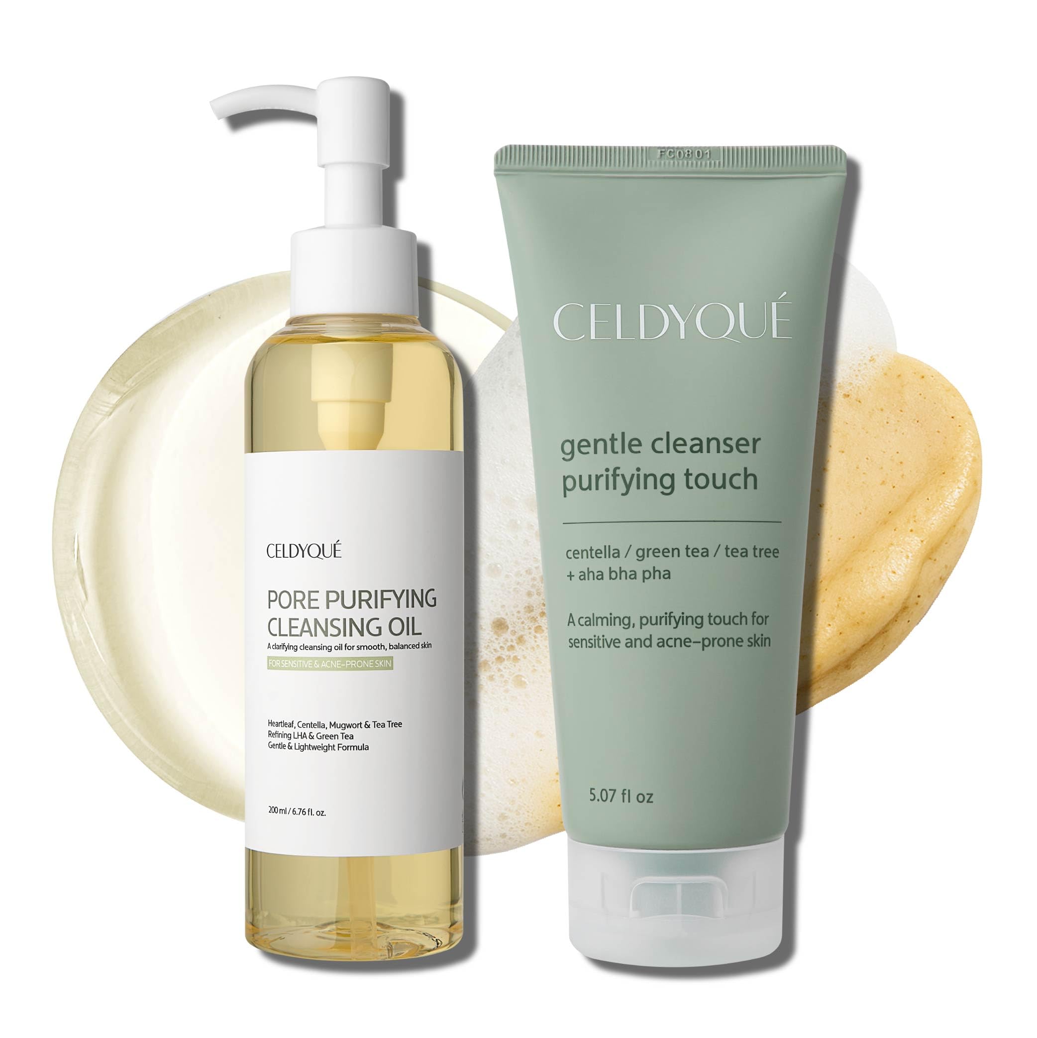 CELDYQUE Korean Double Cleanse Duo – Oil Cleanser + Gentle Foam Wash for Sensitive Skin