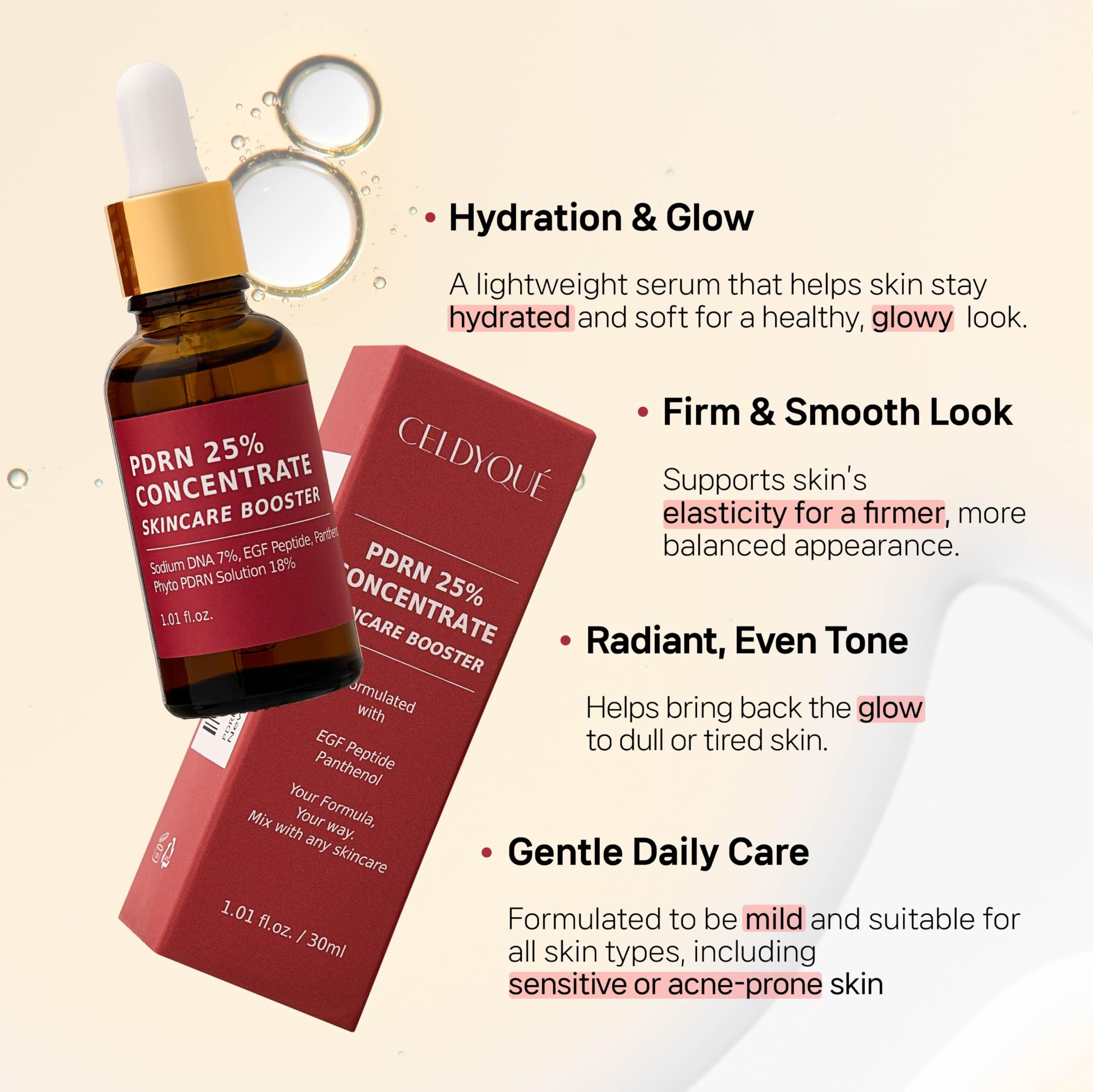 CELDYQUE Salmon DNA PDRN 250k ppm Booster - Microneedling Serum with EGF & Panthenol (1 fl oz)
