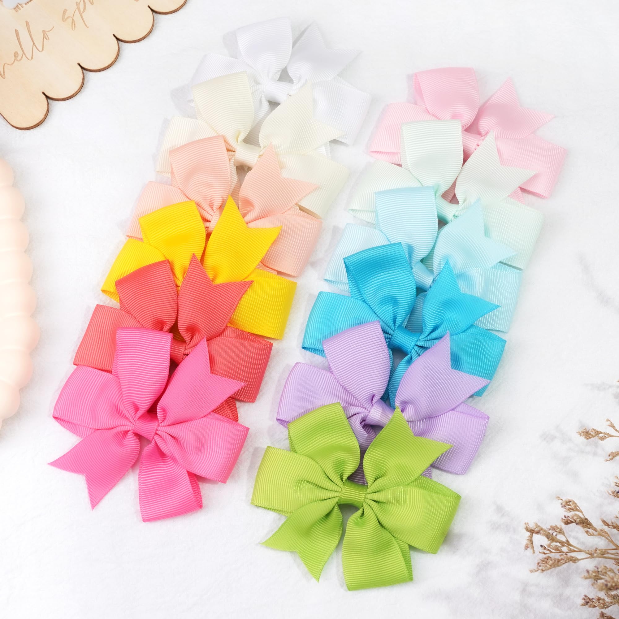 CÉLLOT 80-Pcs 3.5-Inch Pinwheel Grosgrain Ribbon Bows with Alligator Clips – Hair Accessories Set for Girls