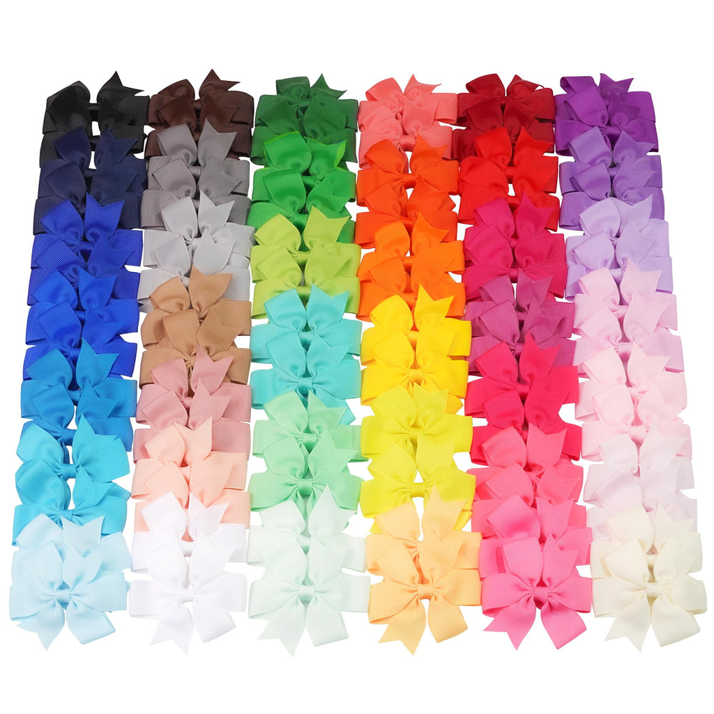 CÉLLOT 80-Pcs 3.5-Inch Pinwheel Grosgrain Ribbon Bows with Alligator Clips – Hair Accessories Set for Girls