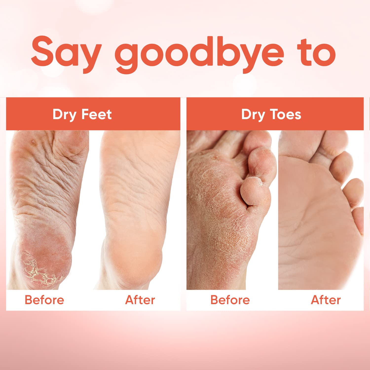 CÉLOR Foot Peel Mask – Baby Soft Feet, Aloe Vera & Lavender, 3 Pairs (Peach)