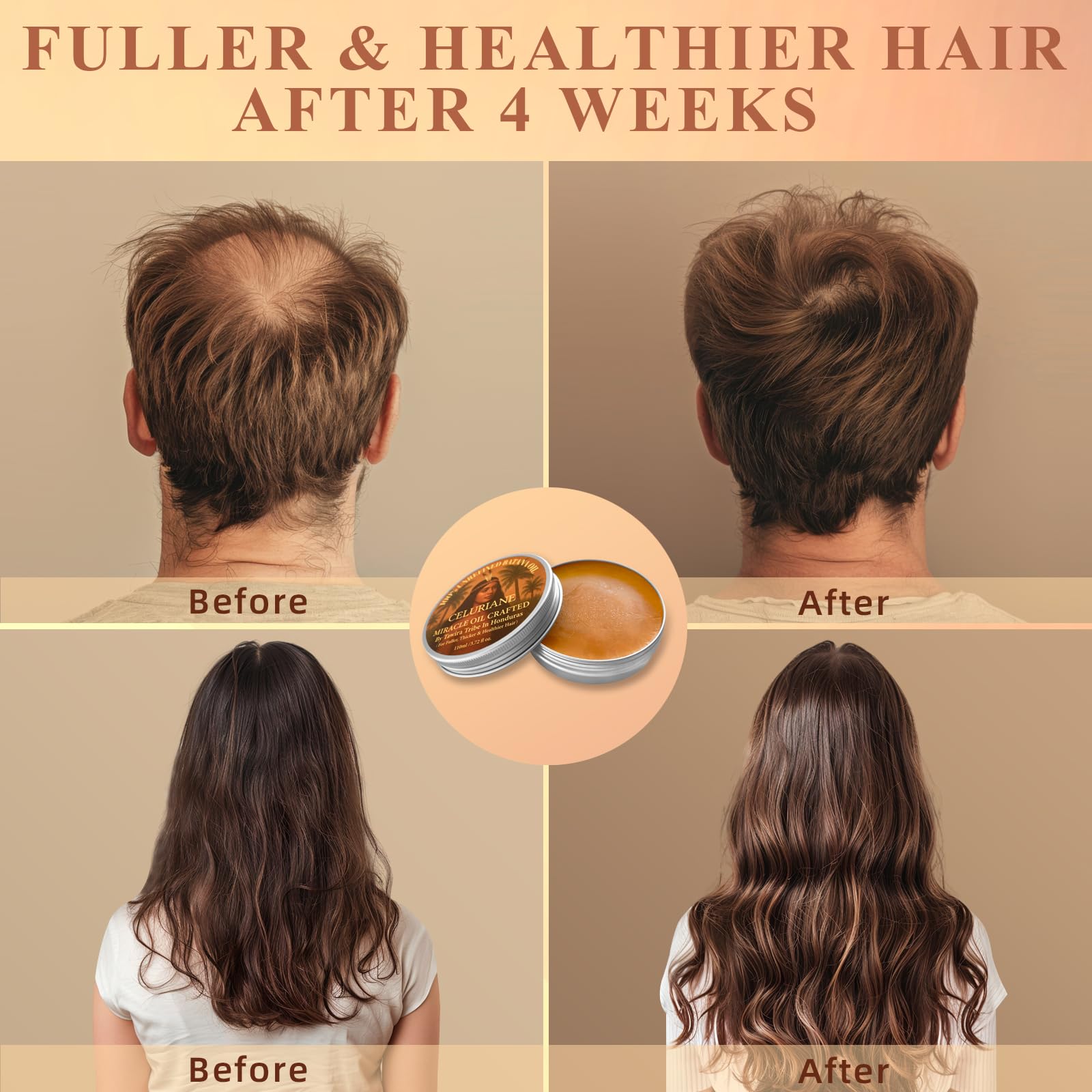 Celuriane 100% Raw Batana Oil for Hair Growth from Honduras — Natural Batana Oil for Fuller, Thicker Hair, 3.72 Fl Oz
