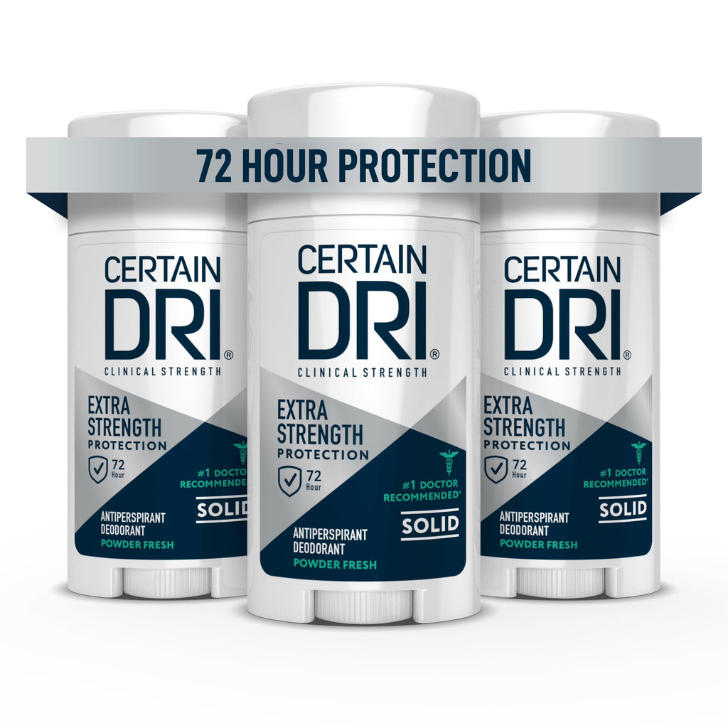 Certain Dri Extra Strength Clinical Antiperspirant – 72-Hour Sweat Protection (3-Pack)