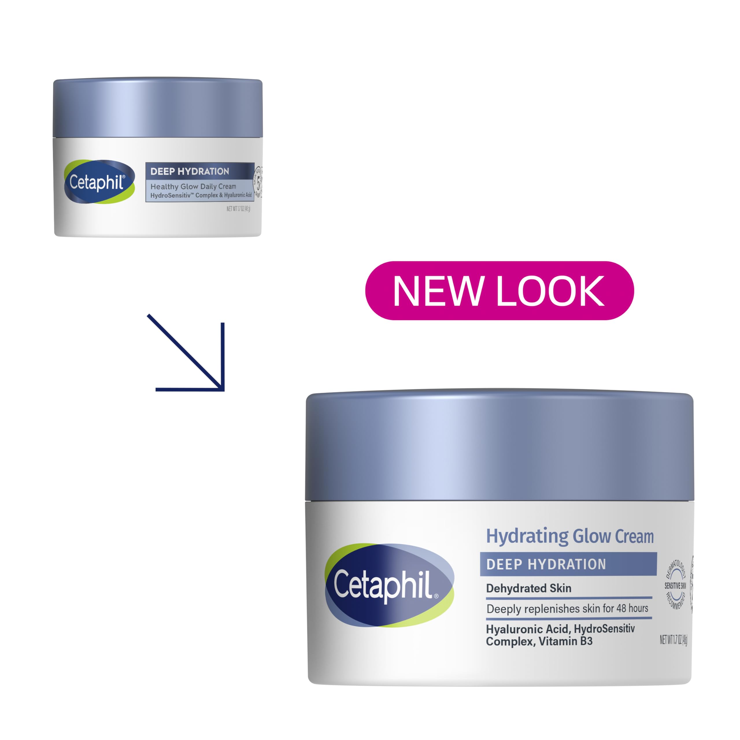 Cetaphil Deep Hydration Healthy Glow Daily Face Cream – 1.7 oz, Fragrance Free for Sensitive Skin