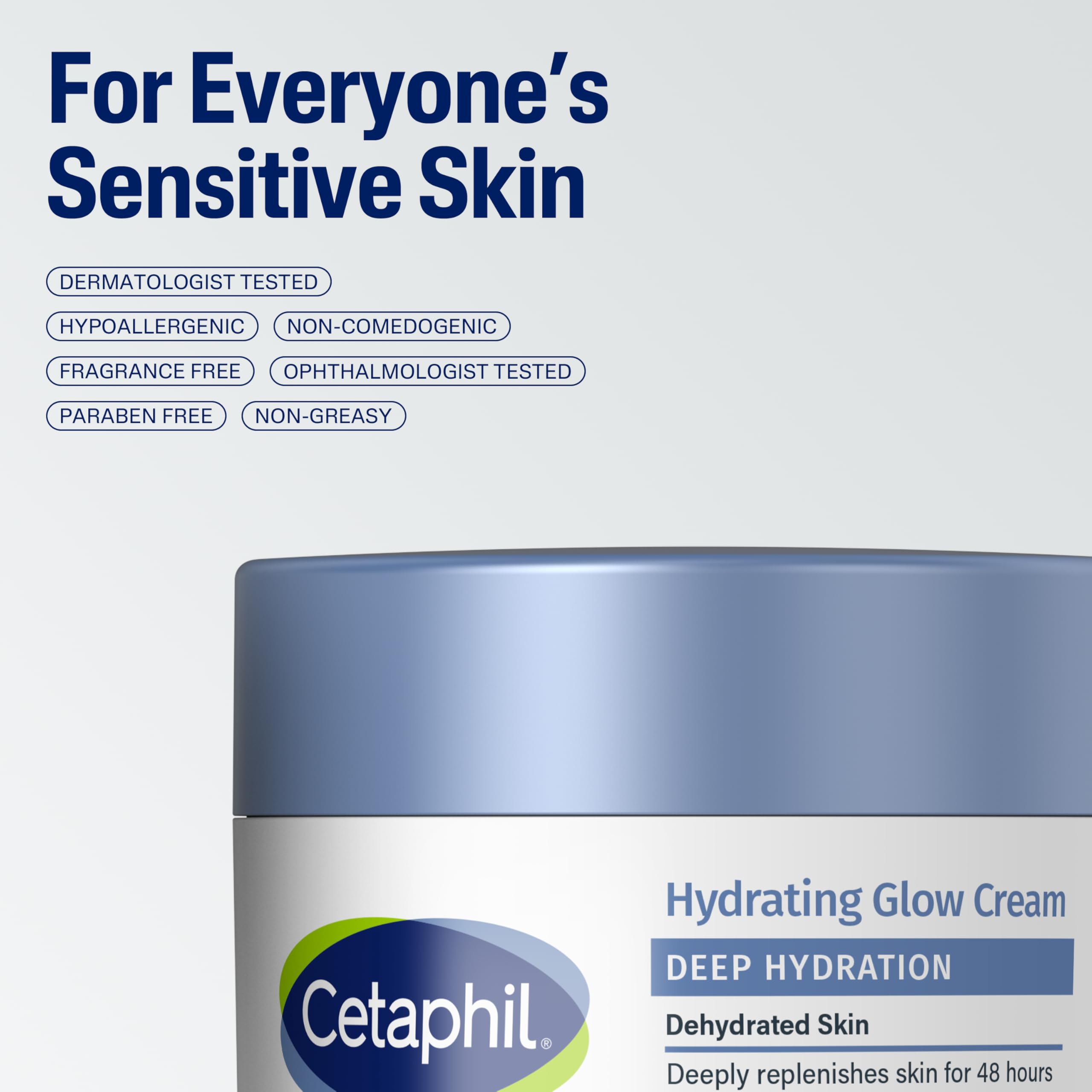 Cetaphil Deep Hydration Healthy Glow Daily Face Cream – 1.7 oz, Fragrance Free for Sensitive Skin