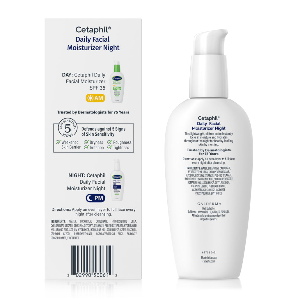 Cetaphil Night Moisturizer with Hyaluronic Acid | Lightweight, Non-Greasy Hydration (3 oz)