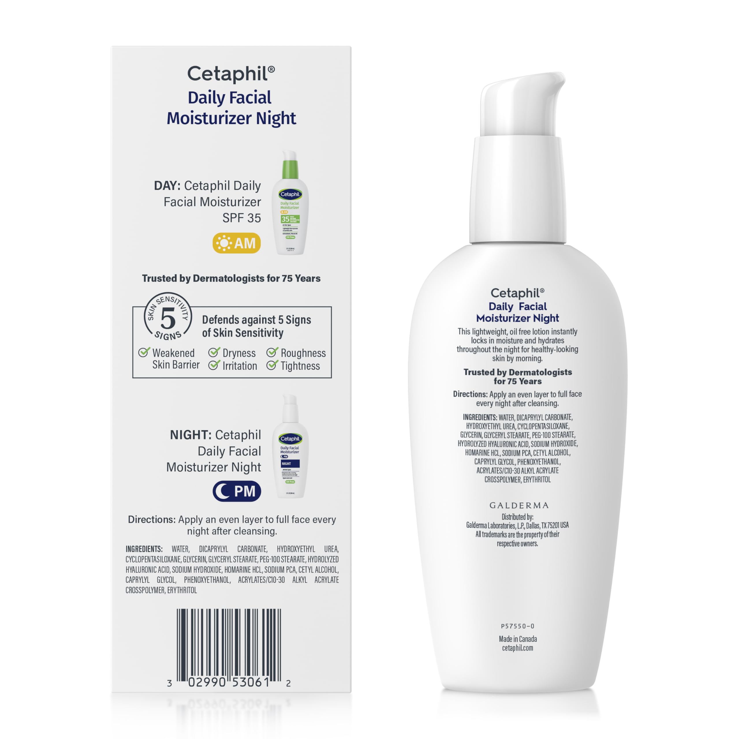 Cetaphil Night Moisturizer with Hyaluronic Acid | Lightweight, Non-Greasy Hydration (3 oz)