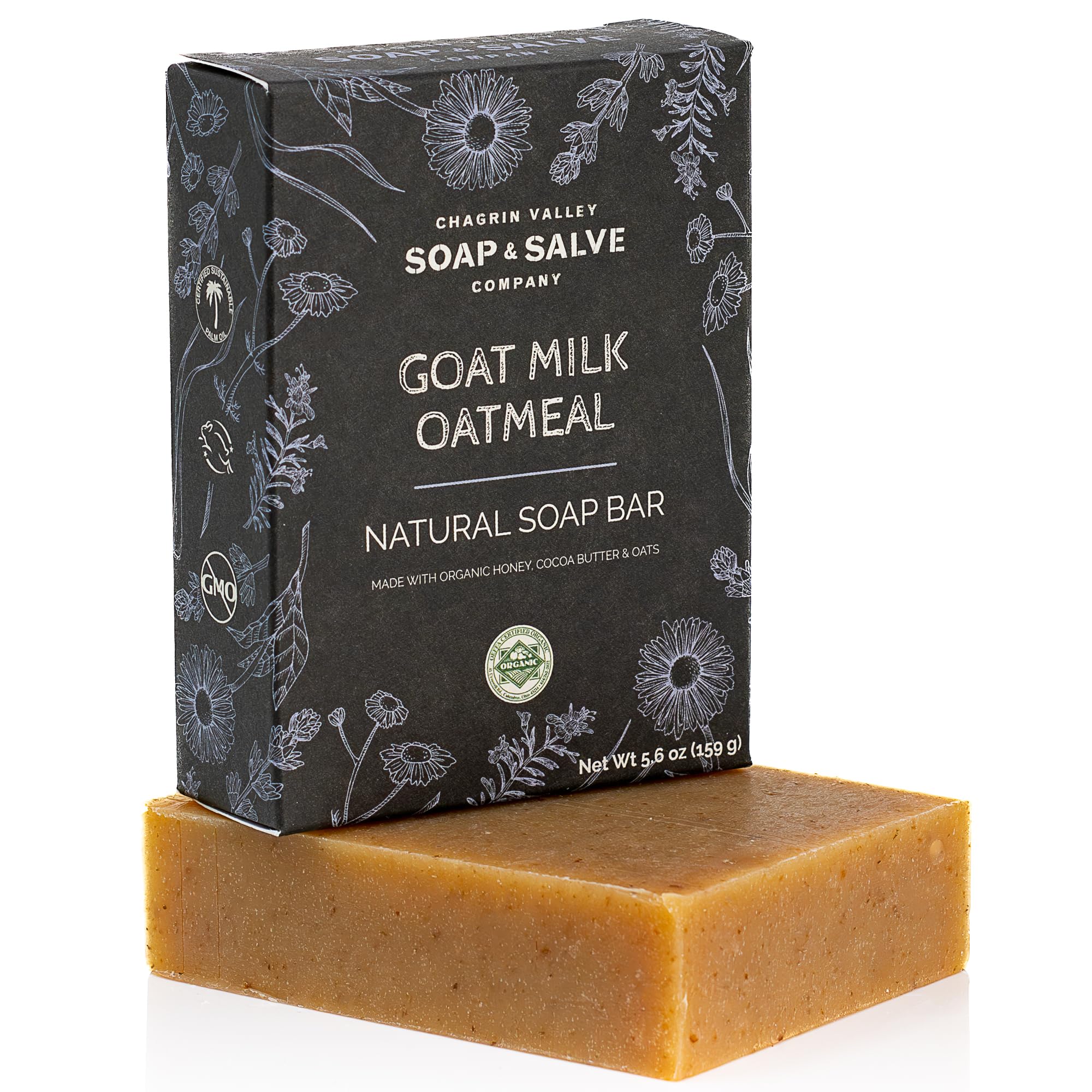 Chagrin Valley Goat Milk Oatmeal Soap Bar – Organic, Unscented, 5.6 oz