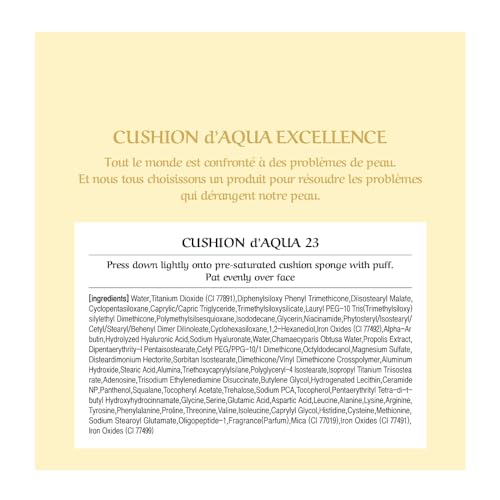 [CHALLANS de PARIS] Aqua EX Cushion – Dewy Glow Foundation, Hydration & Buildable Coverage, Lightweight Cream Texture, 23 Natural Beige