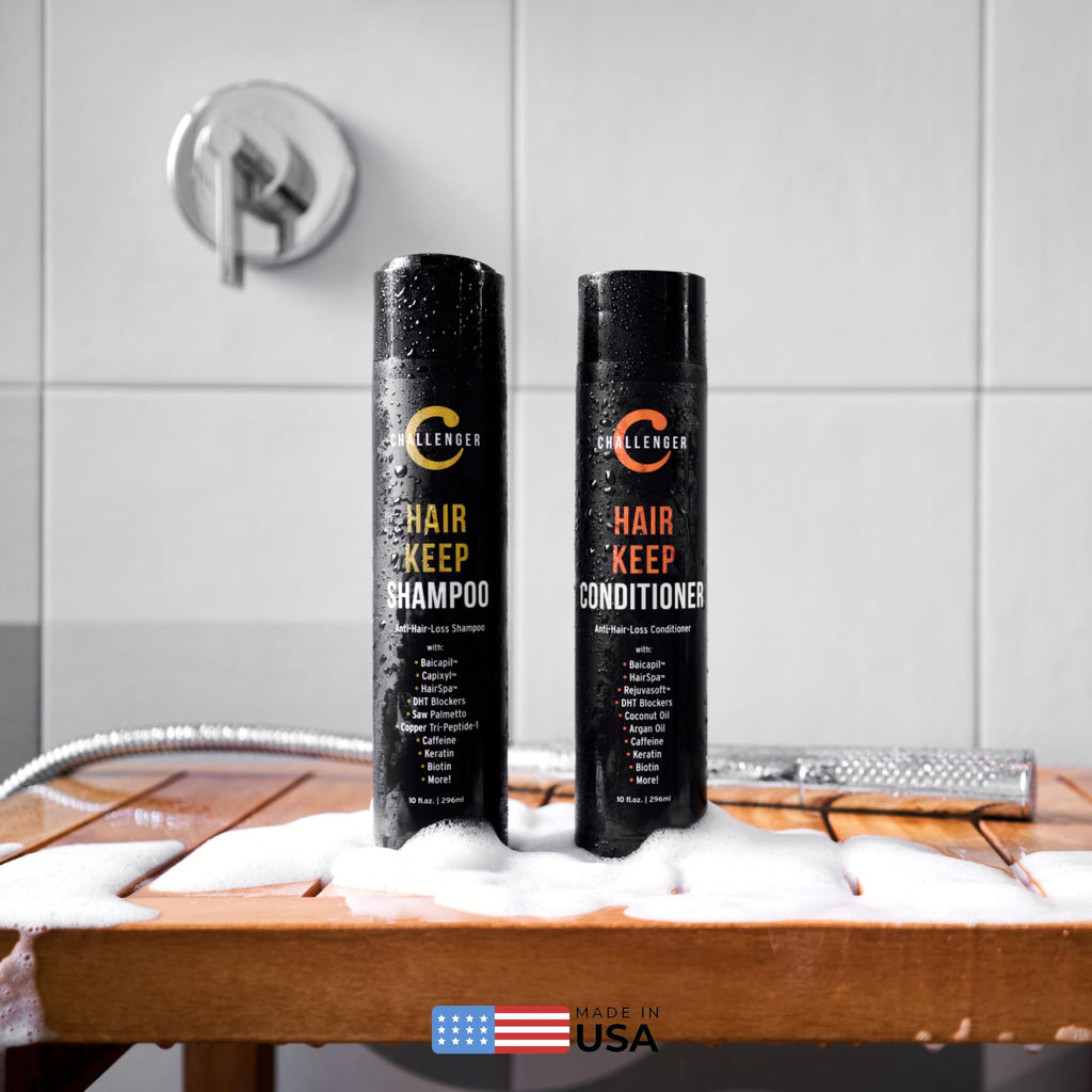 Challenger Men's Hair Keep Shampoo & Conditioner - 2x10oz Duo with Baicapil & DHT Blockers