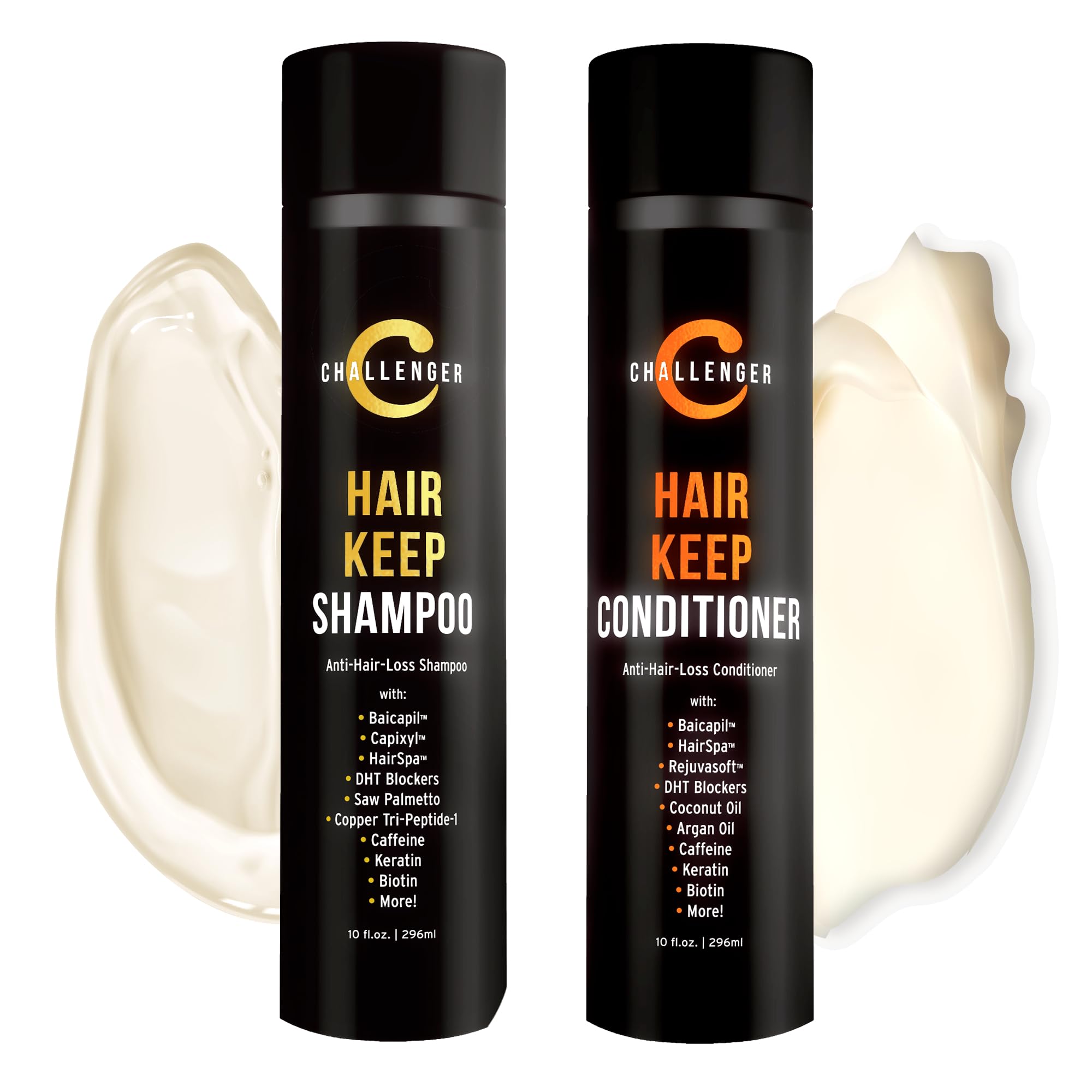 Challenger Men's Hair Keep Shampoo & Conditioner - 2x10oz Duo with Baicapil & DHT Blockers