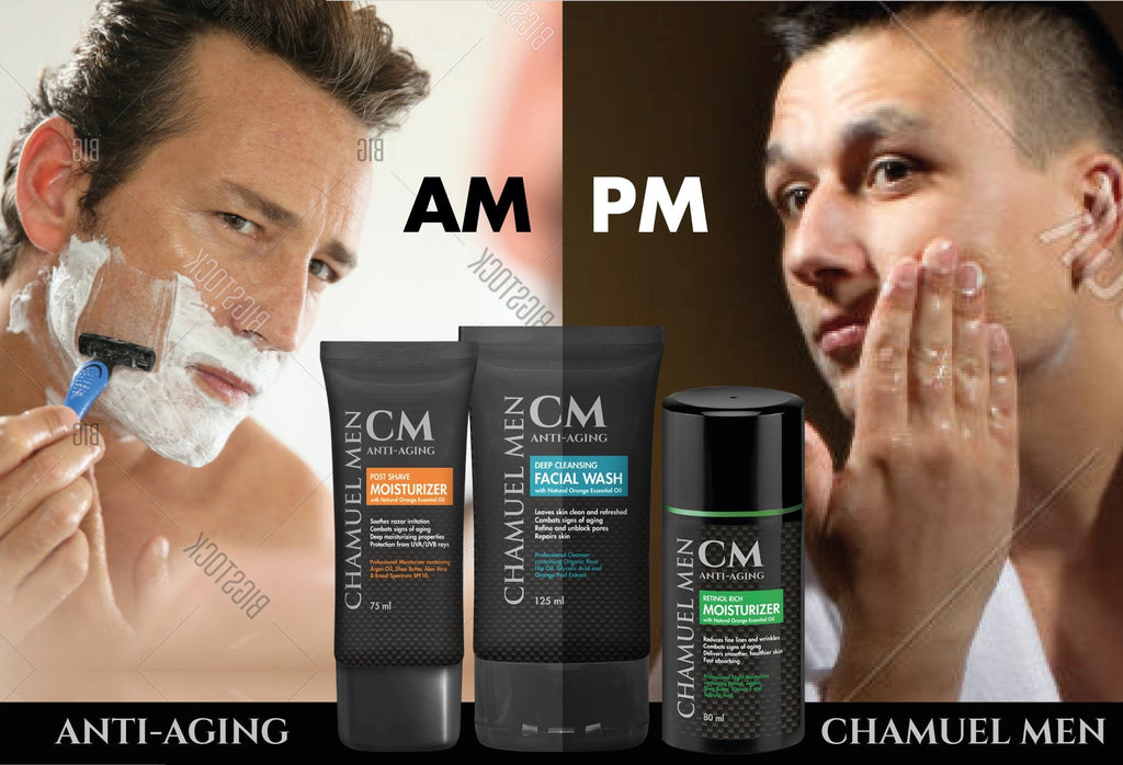 CHAMUEL MEN Anti Aging Daily Aftershave for Men – All Natural Facial Moisturizer with Argan, Shea & Aloe, 2.6 oz