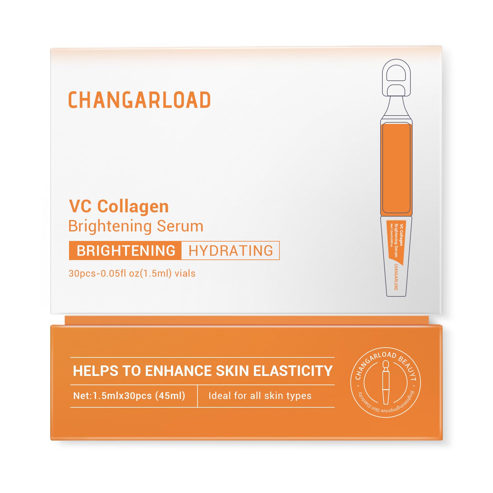 CHANGARLOAD 30% Vitamin C Serum with Hyaluronic Acid & Rose Stem Cells – Brighten, Smooth, and Support Radiant Skin