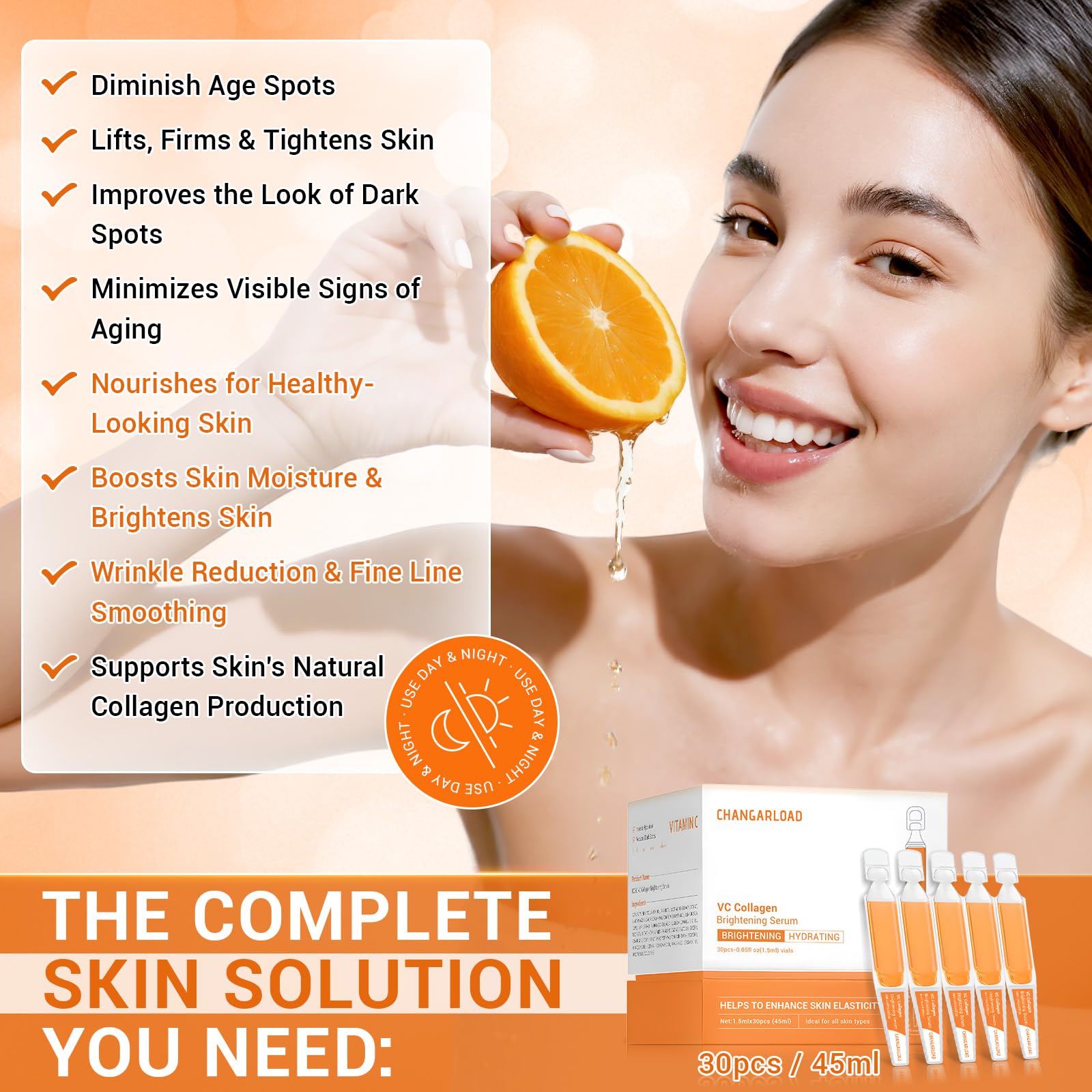 CHANGARLOAD 30% Vitamin C Serum with Hyaluronic Acid & Rose Stem Cells – Brighten, Smooth, and Support Radiant Skin