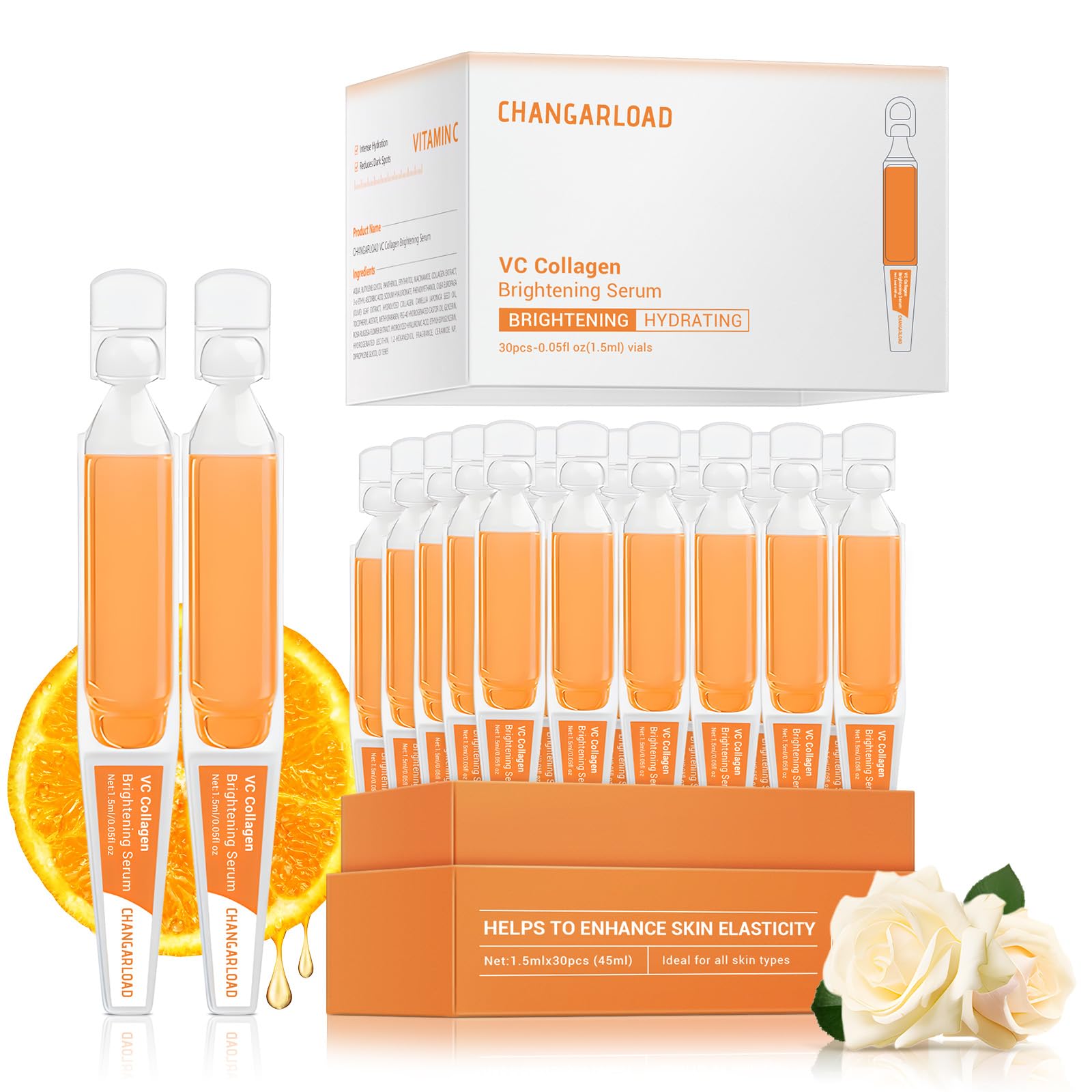 CHANGARLOAD 30% Vitamin C Serum with Hyaluronic Acid & Rose Stem Cells – Brighten, Smooth, and Support Radiant Skin