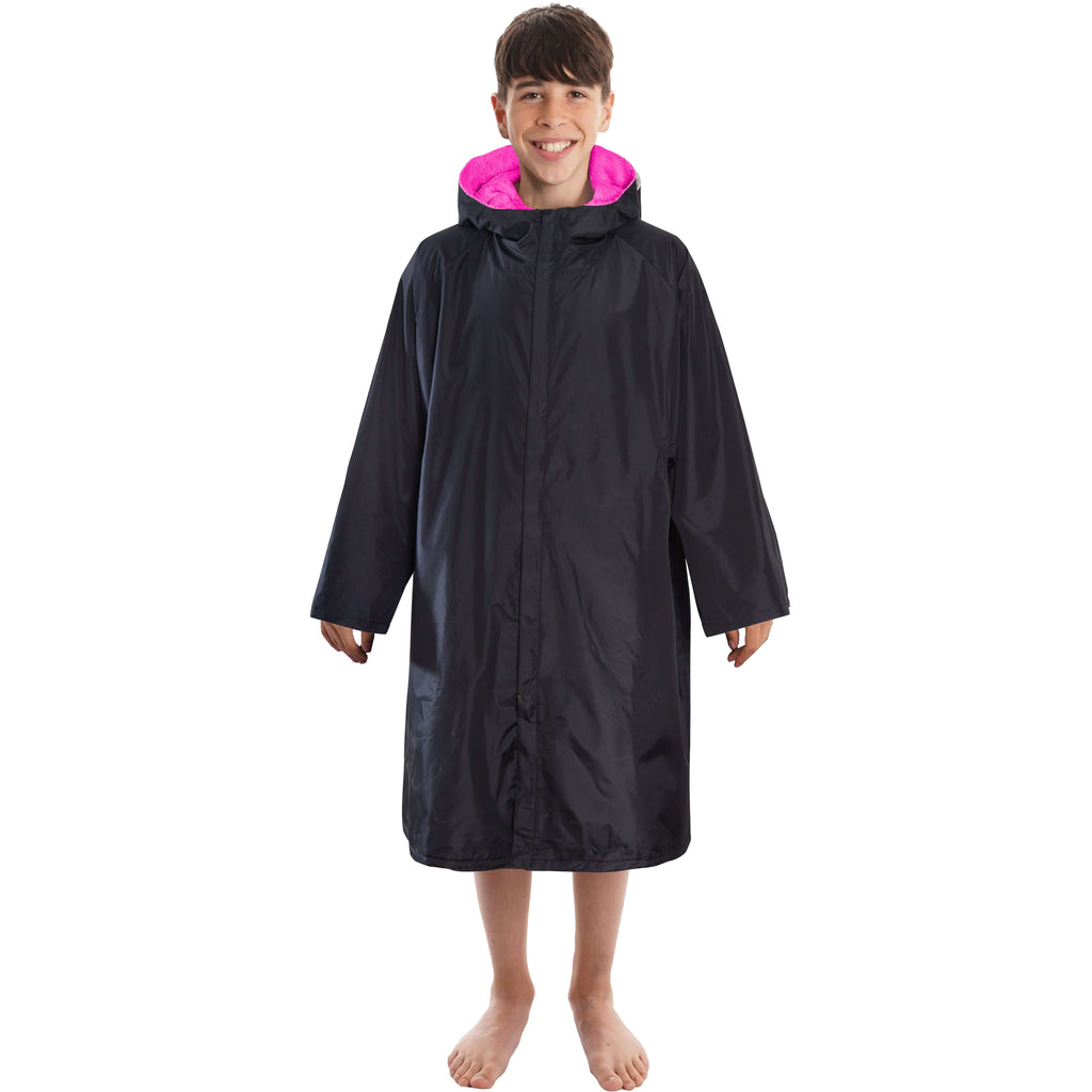 Heatwave Thermalwear Changing Robe Kids Unisex Hooded Coat Black Pink Windproof Winter Warm Brushed Base Layer