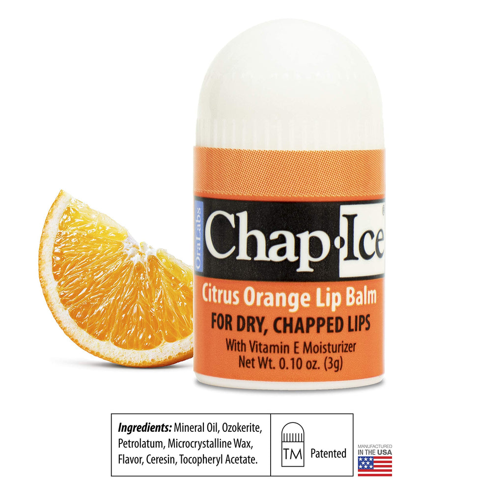 Chap-Ice 12-Count Mini Lip Balm Pack + Keychain | Cherry, Citrus Orange, Kiwi Lime, Beeswax | Made in USA