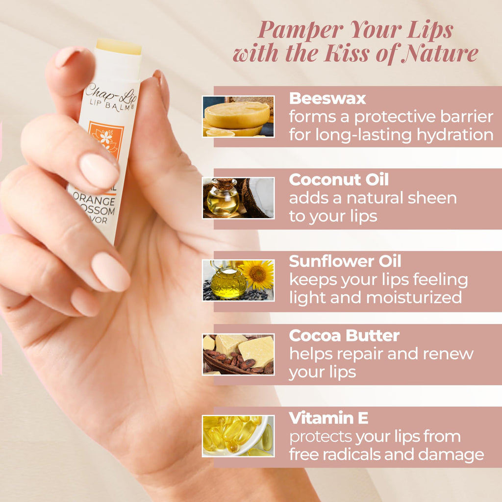 Chap-Lip Lip Balm 100% Natural Lip Balm Set – 24 Count, 2-Pack | Hydrating Beeswax Lip Care with Coconut Oil & Cocoa Butter (Petroleum-Free)