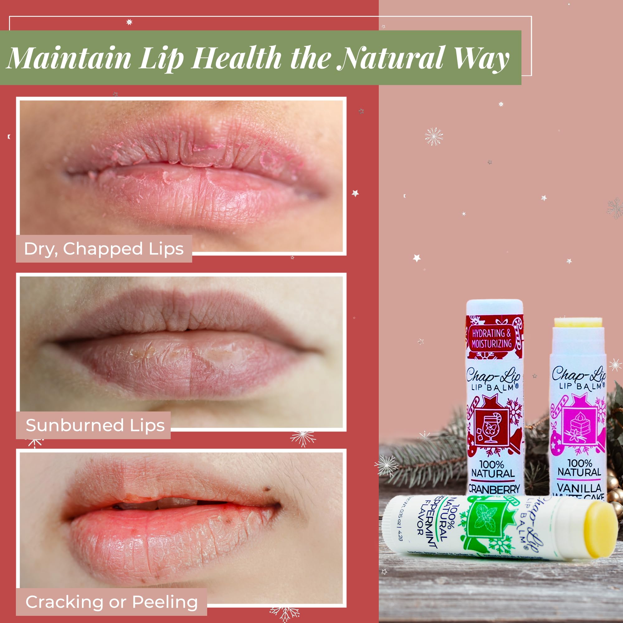 Chap-Lip Lip Balm 100% Natural Lip Care Set – 24 Count, 2 Pack – Petroleum-Free with Cocoa Butter